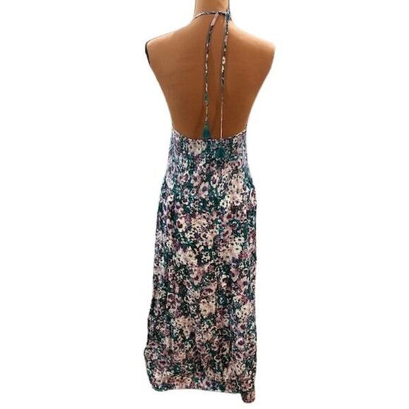 Lost + Wander Floral Print Maxi Dress with Smocking and Halter Ties – Size XL - Picture 7 of 9